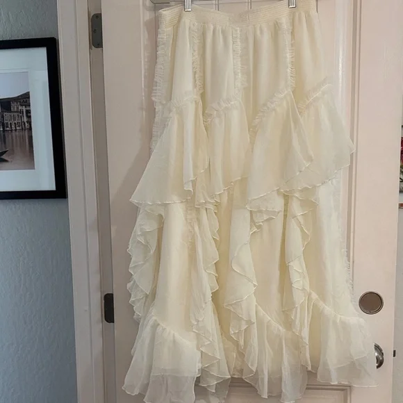 Anthropologie Cream Layered A-Line Skirt - Picture 9 of 9